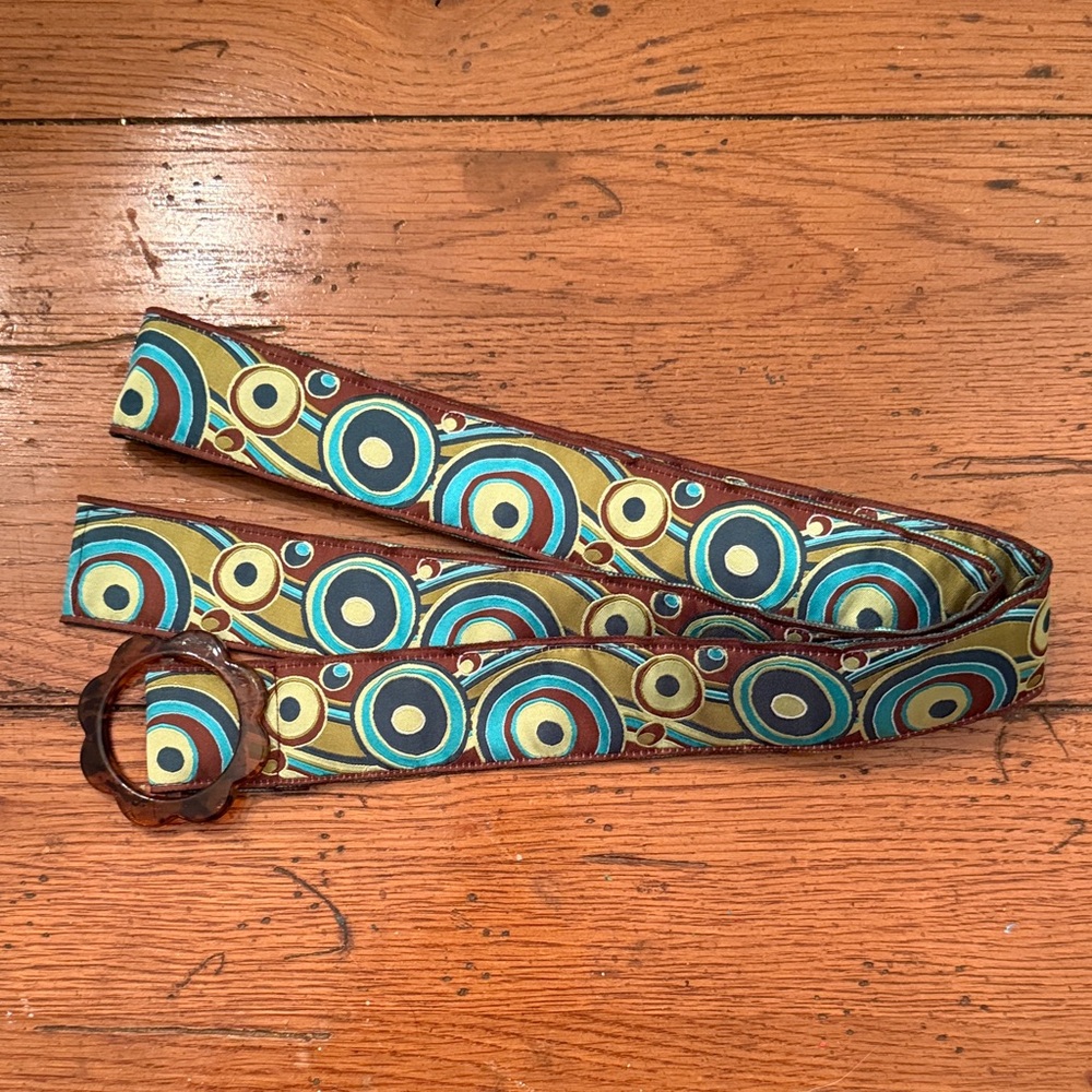 Multicolor Patterned Women's Ribbon Belt - Picture 4 of 6